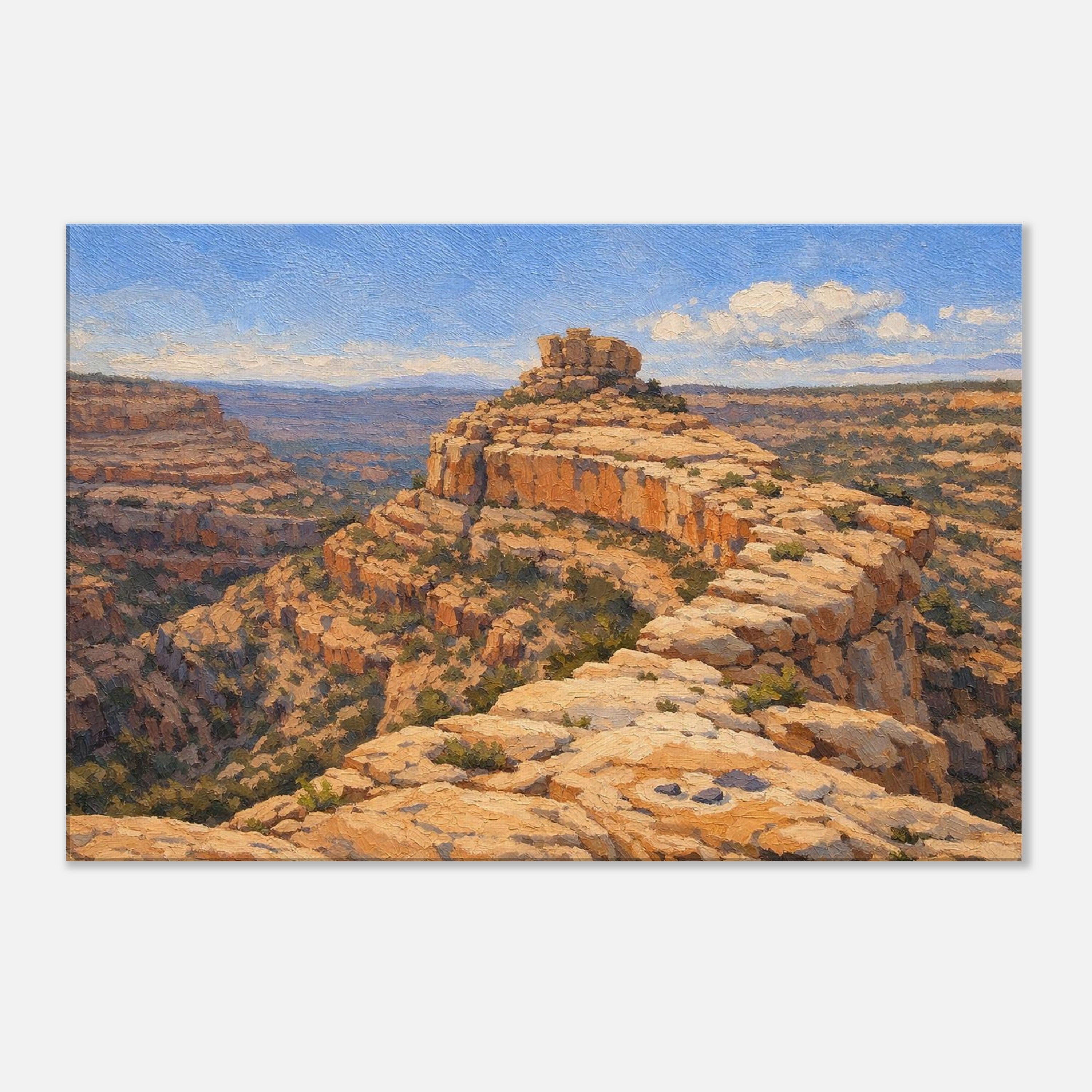Bears Ears Cliffs from Cedar Mesa daytime canvas art displayed on a clean white background, showing the full artwork with crisp gallery‑wrapped edges and professional product presentation.