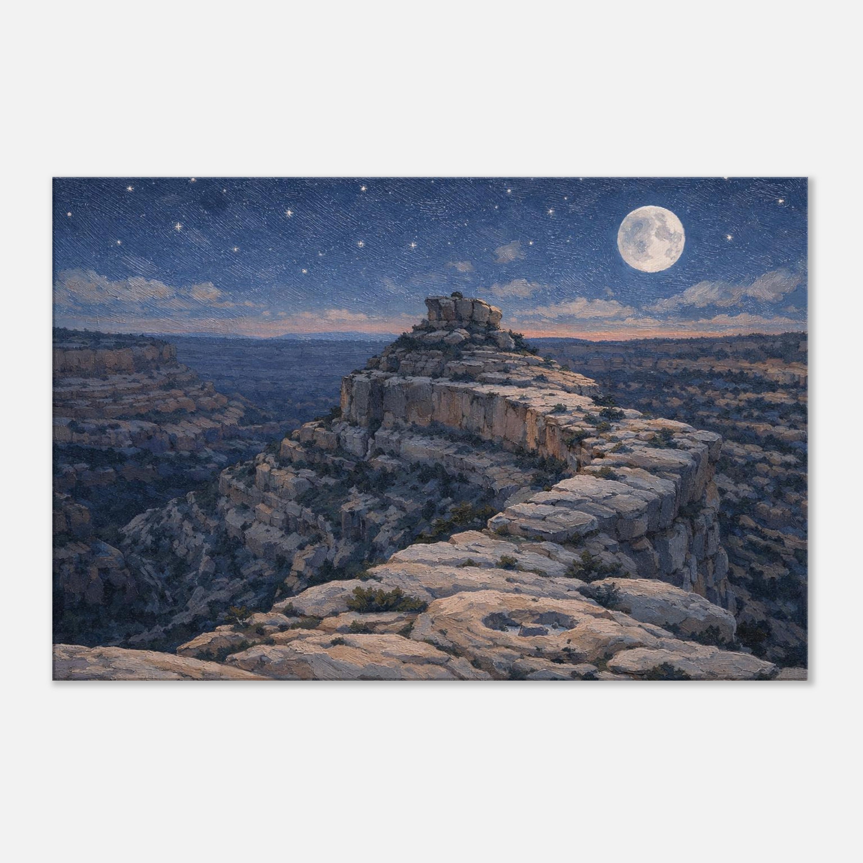 Bears Ears Cliffs from Cedar Mesa at night canvas art displayed on a clean white background, showing the full artwork with crisp gallery‑wrapped edges and professional product presentation