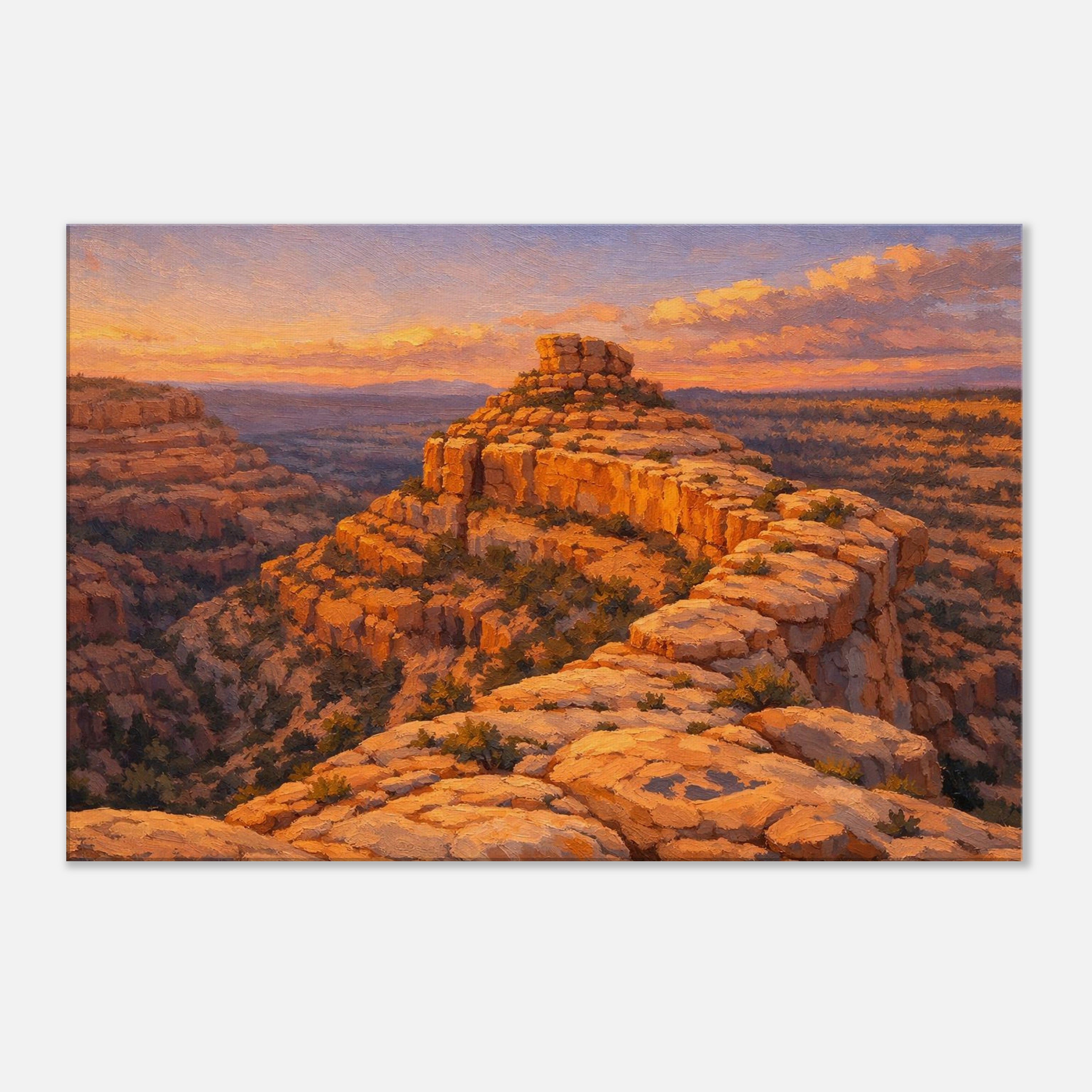 Bears Ears Cliffs from Cedar Mesa at sunset canvas art displayed on a clean white background, showing the full artwork with crisp gallery‑wrapped edges and professional product presentation.