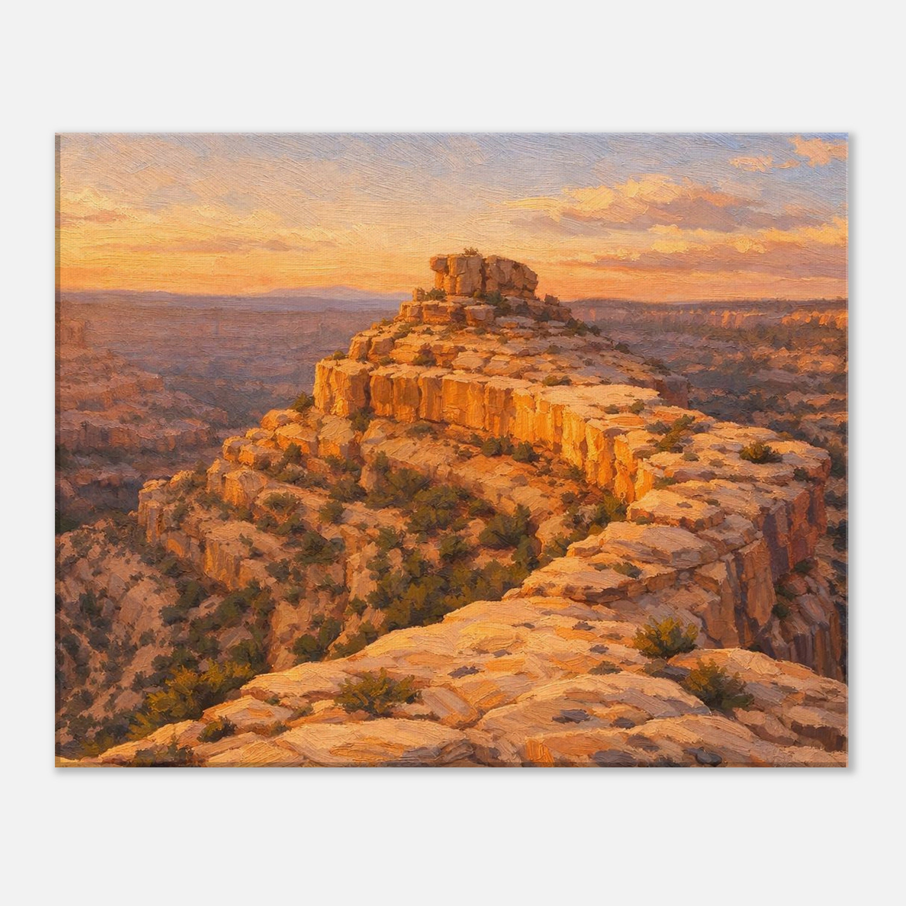 Bears Ears Cliffs from Cedar Mesa at sunrise canvas art displayed on a clean white background, showing the full artwork with crisp gallery‑wrapped edges and professional product presentation.