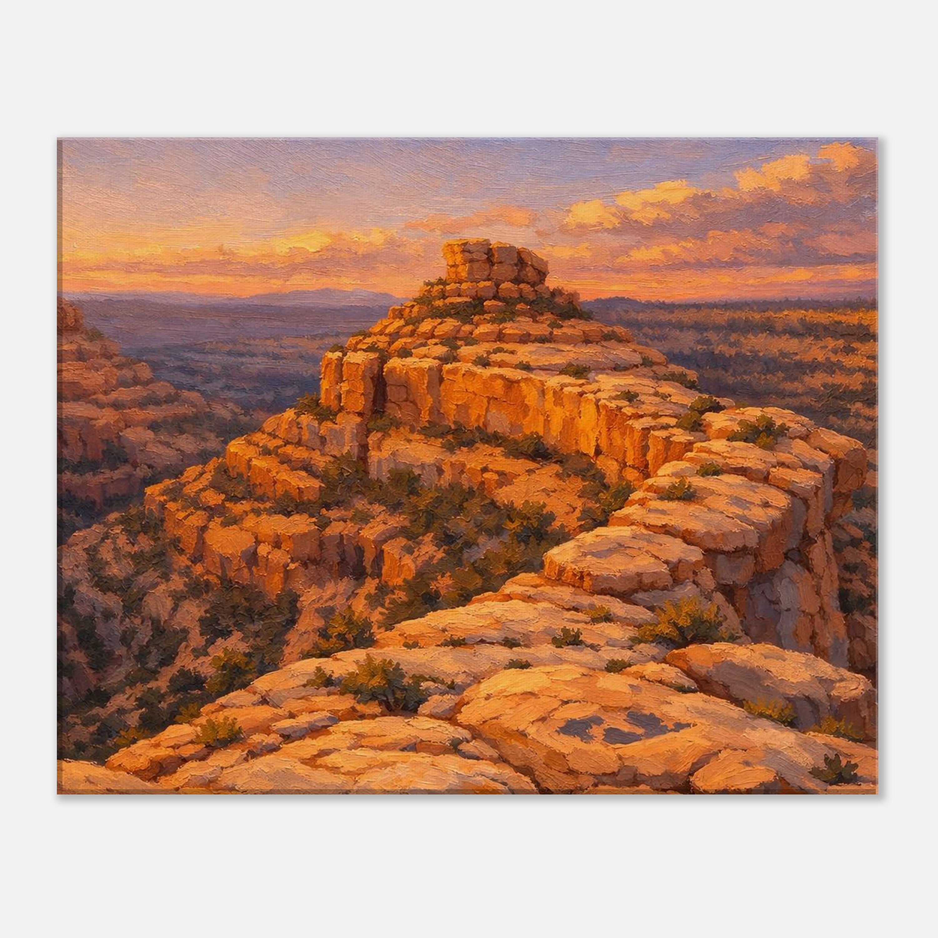 Bears Ears Cliffs from Cedar Mesa at sunset canvas art displayed on a clean white background, showing the full artwork with crisp gallery‑wrapped edges and professional product presentation.”