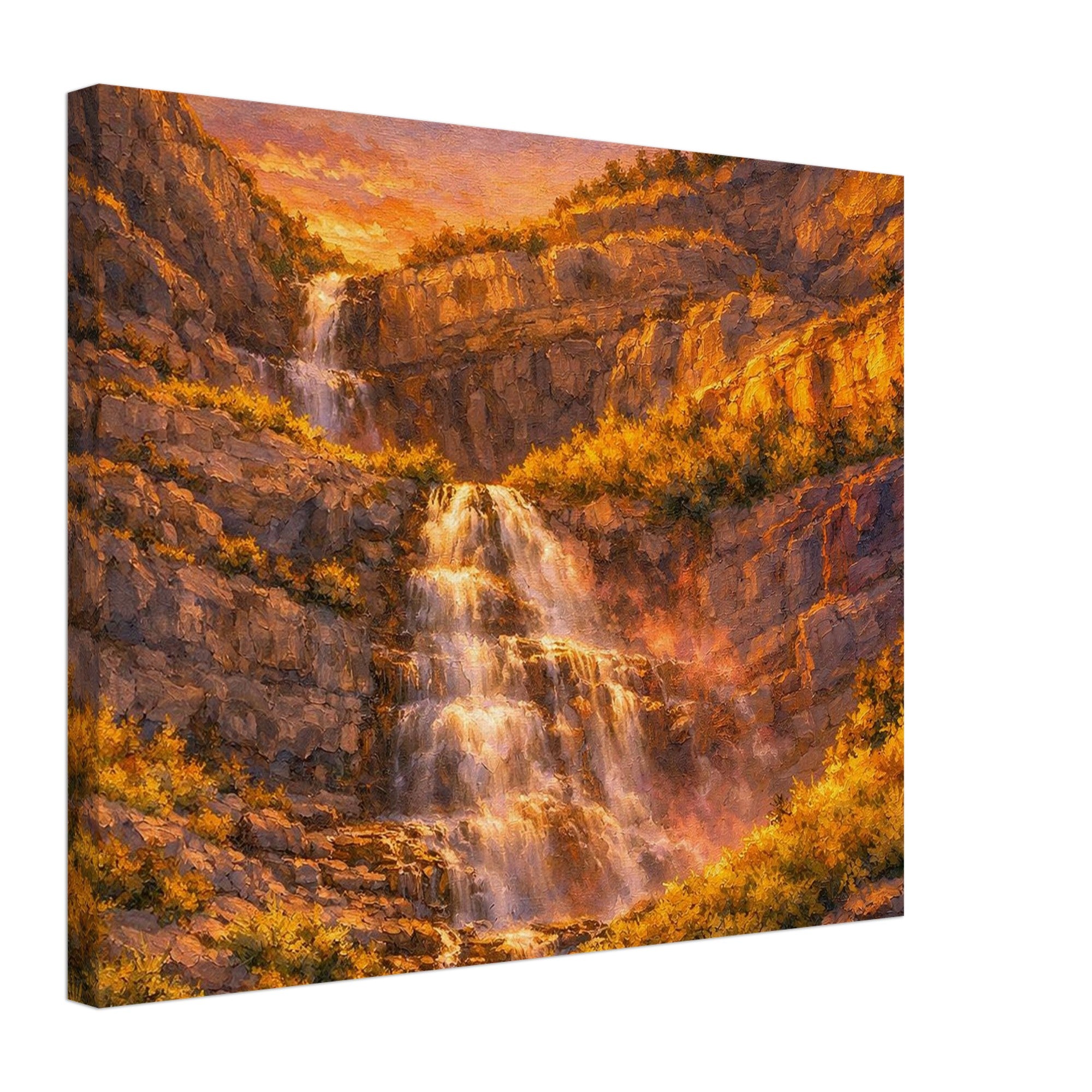 Canvas print of Bridal Veil Falls at sunset.
