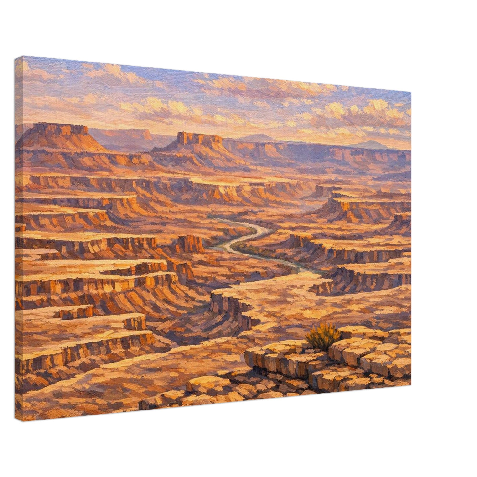 Canyonlands National Park sunrise canvas print displayed on a clean white background, showing the full artwork, gallery‑wrapped edges, and professional product presentation.