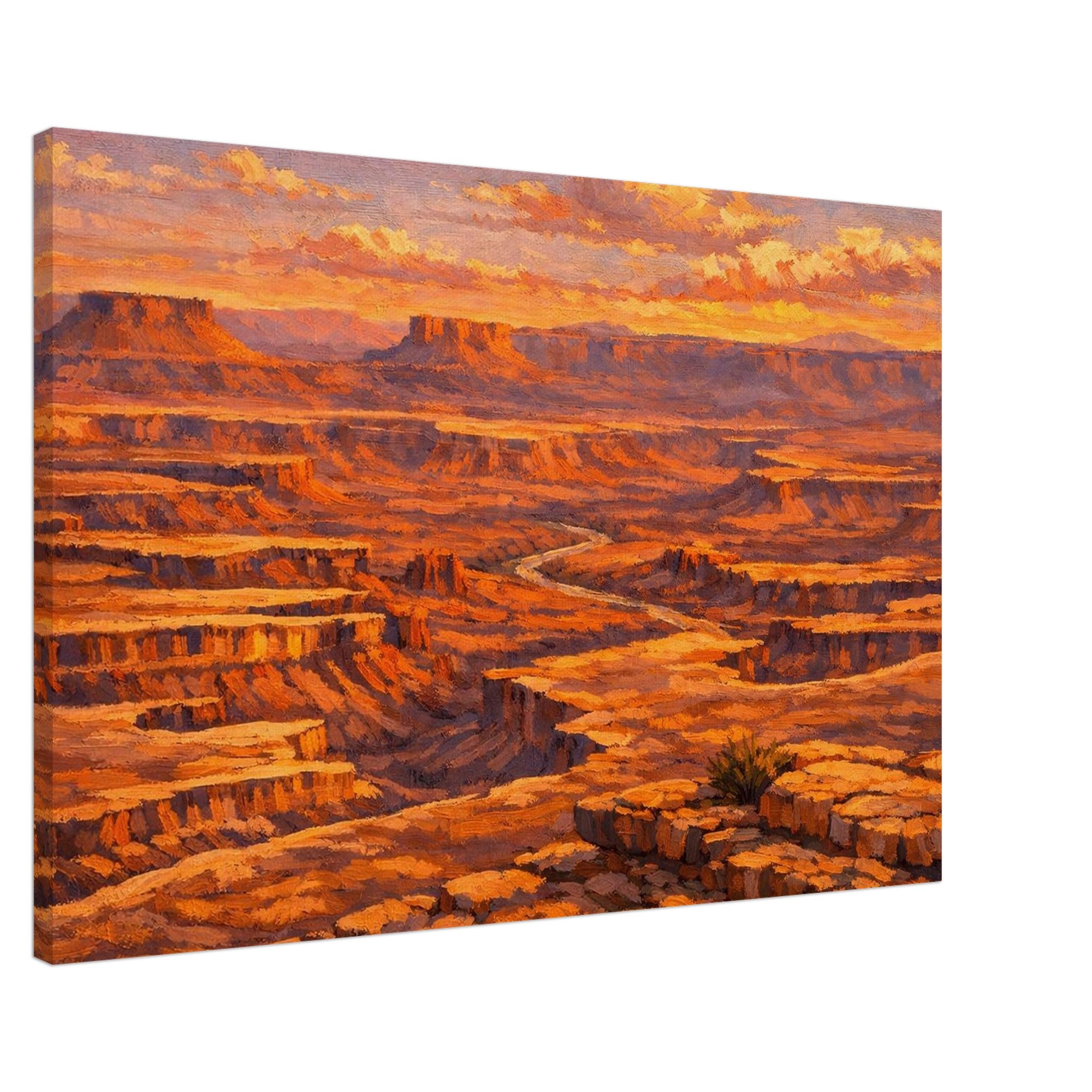 Canyonlands National Park sunset canvas print displayed on a clean white background, showing the full artwork, gallery‑wrapped edges, and professional product presentation.