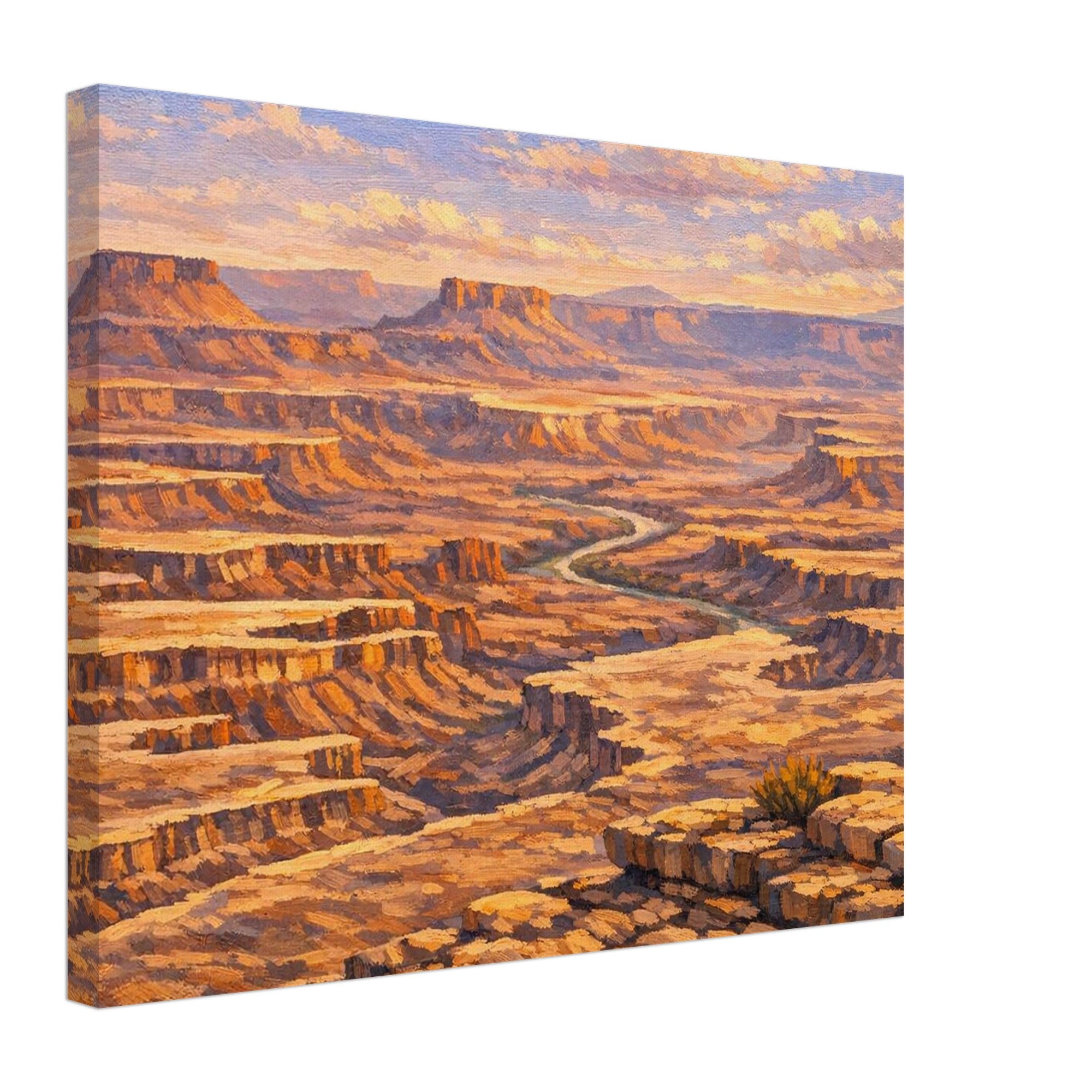 Canyonlands National Park sunrise canvas print displayed on a clean white background, showing the full artwork, gallery‑wrapped edges, and professional product presentation.