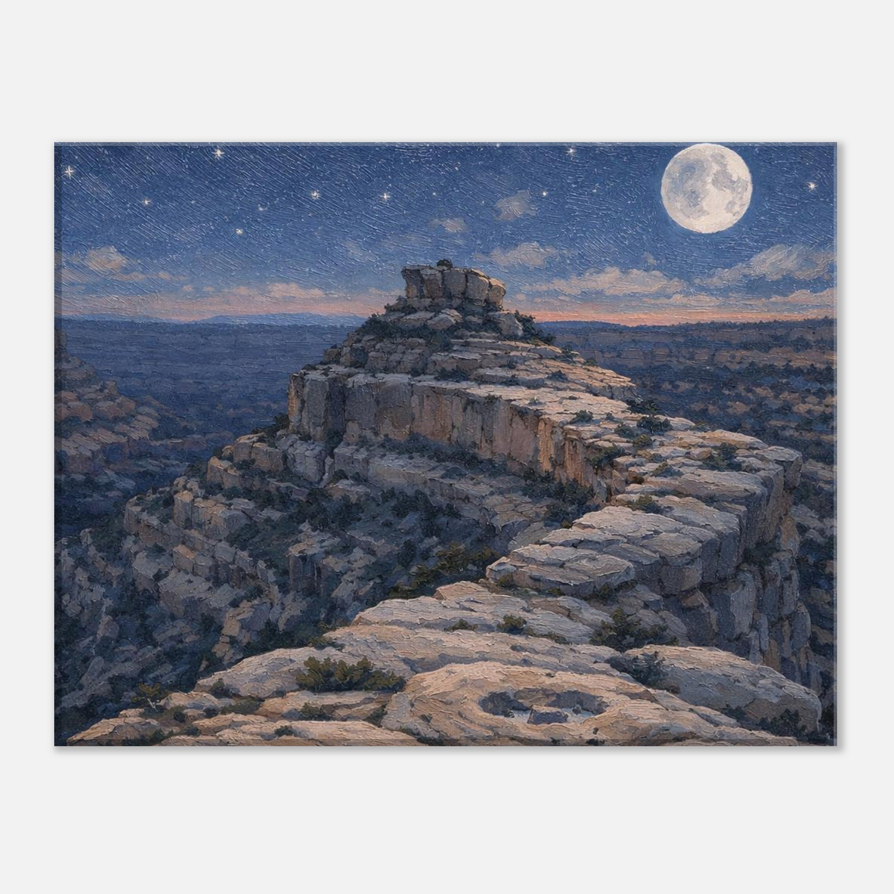 Bears Ears Cliffs from Cedar Mesa at night canvas art displayed on a clean white background, showing the full artwork with crisp gallery‑wrapped edges and professional product presentation.
