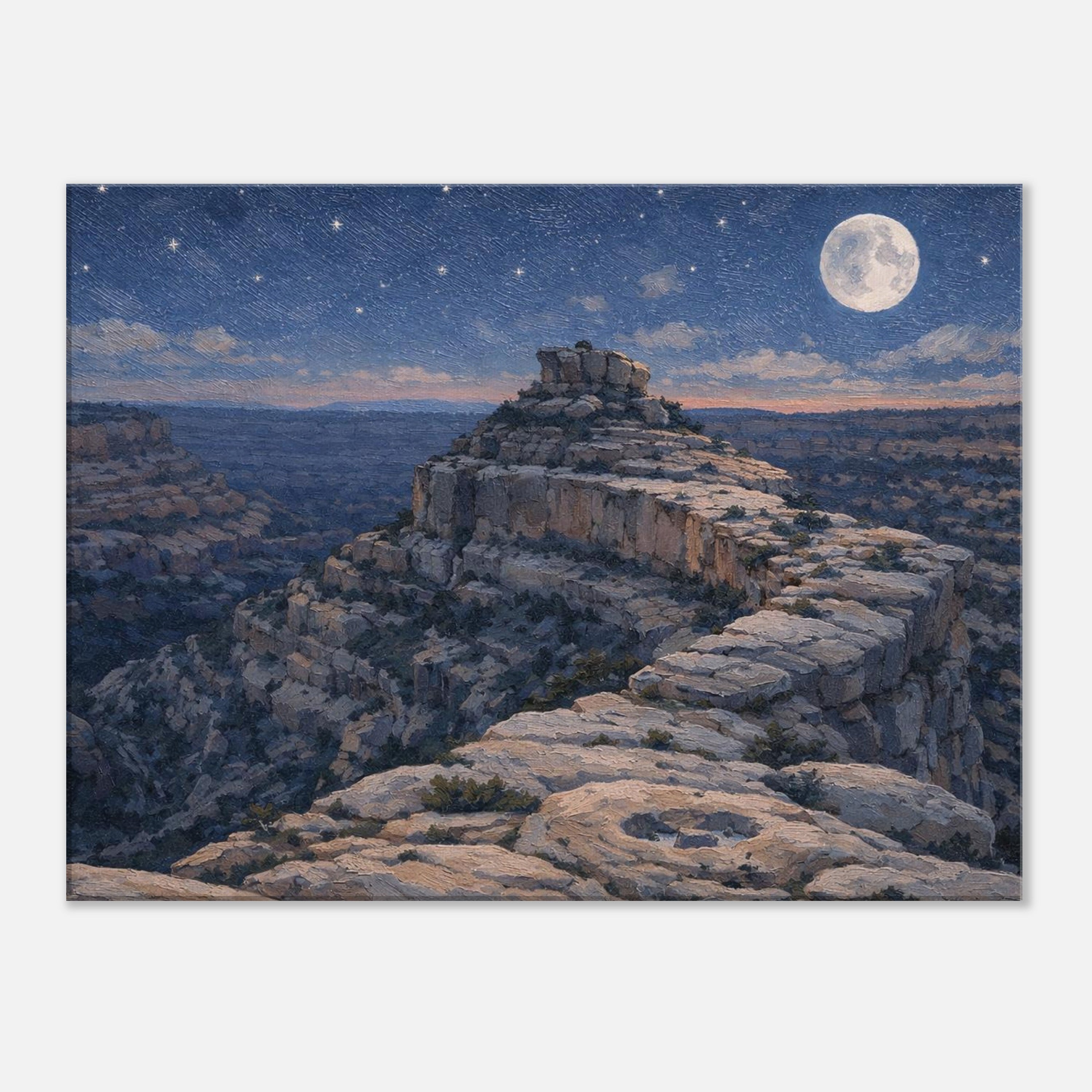 Bears Ears Cliffs from Cedar Mesa at night canvas art displayed on a clean white background, showing the full artwork with crisp gallery‑wrapped edges and professional product presentation.