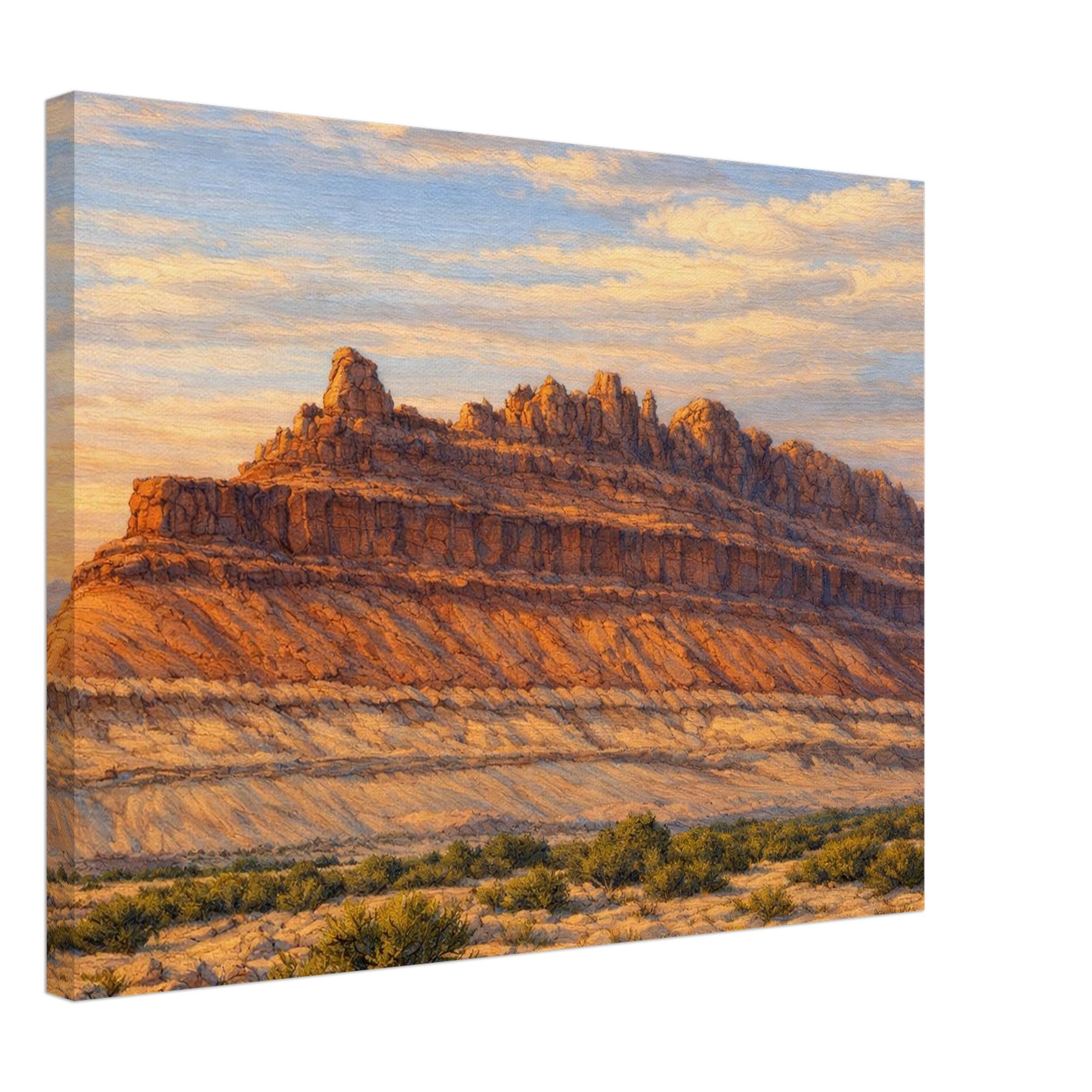 The Rock Ship formation at Black Dragon Canyon at sunrise Canvas Print.