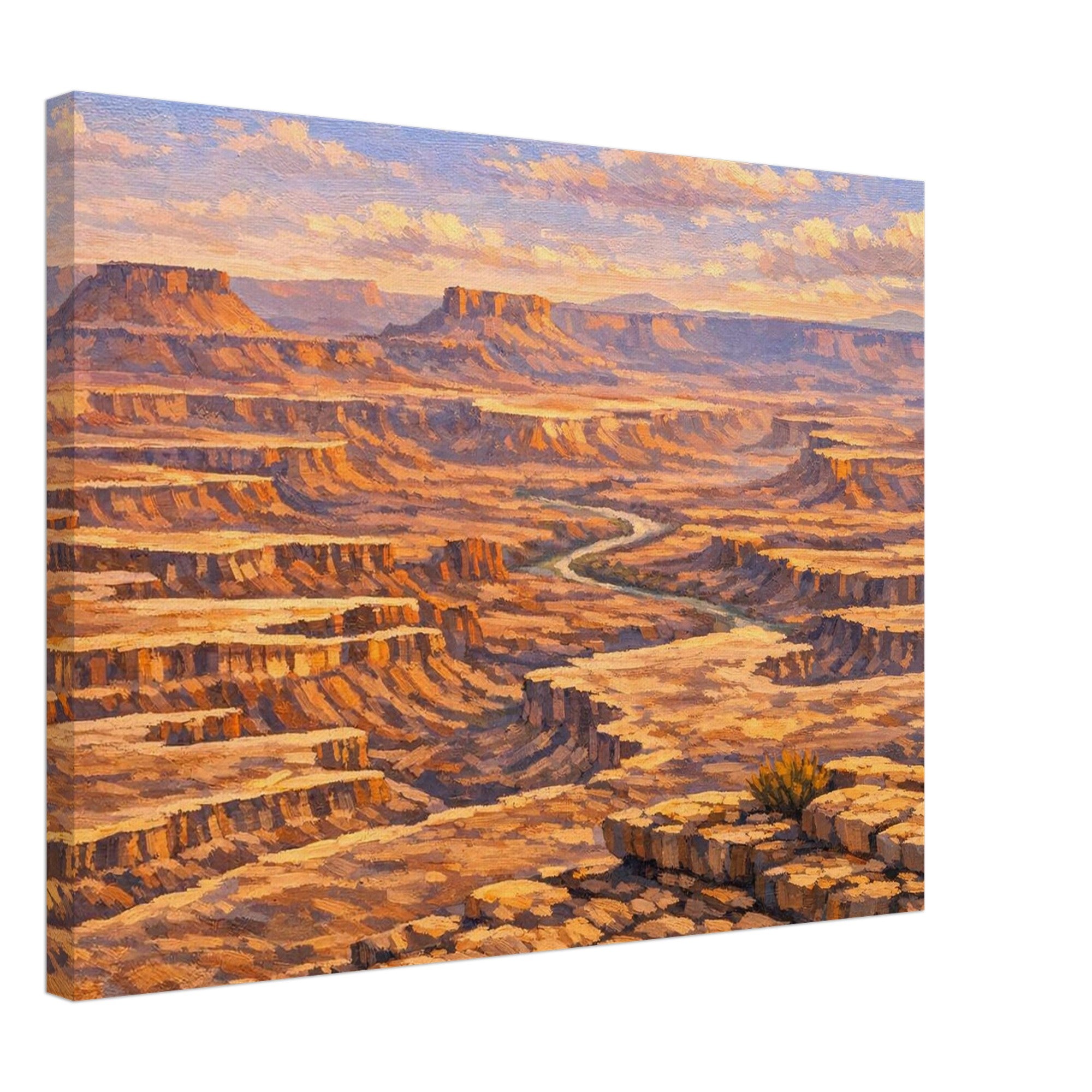Canyonlands National Park sunrise canvas print displayed on a clean white background, showing the full artwork, gallery‑wrapped edges, and professional product presentation.