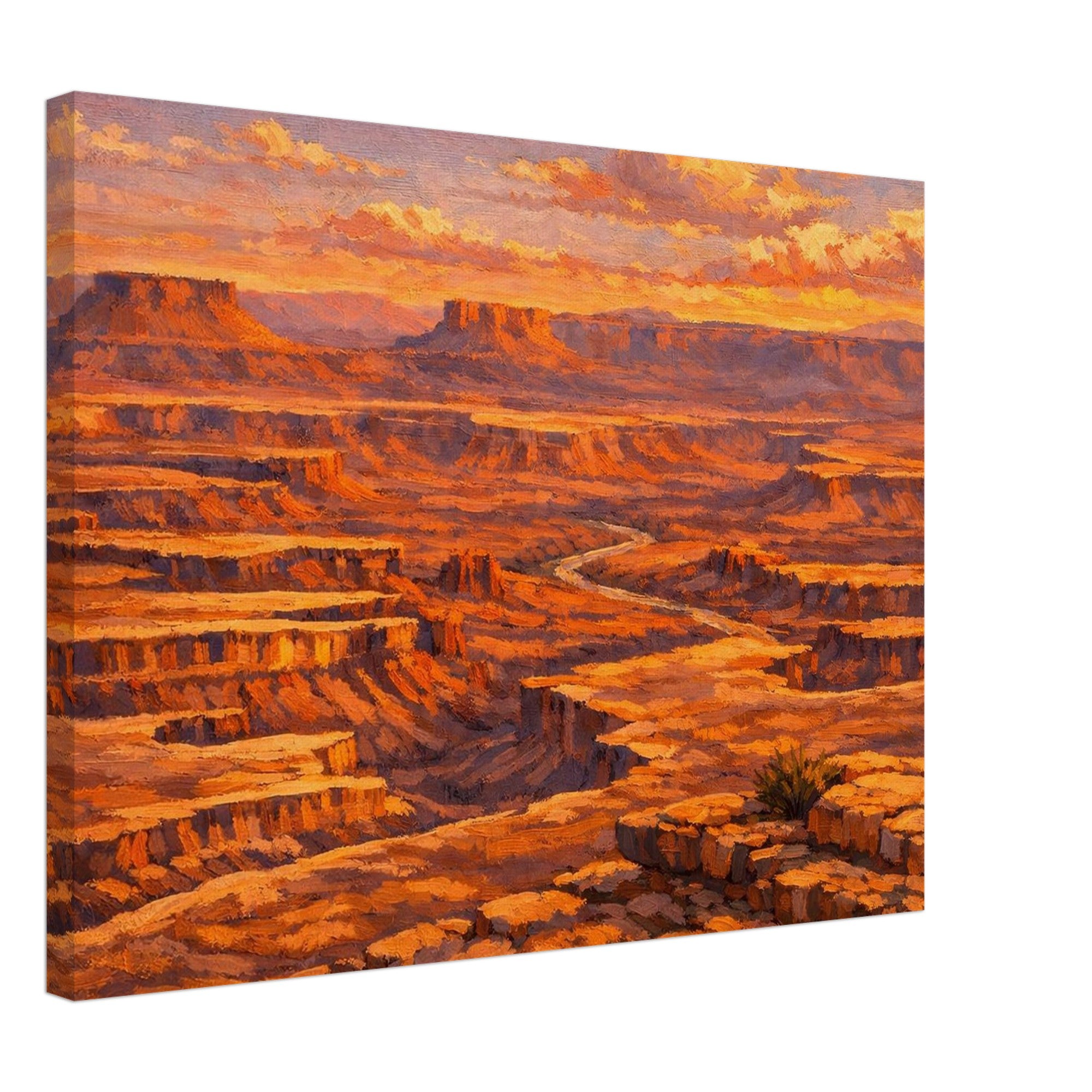 Canyonlands National Park sunset canvas print displayed on a clean white background, showing the full artwork, gallery‑wrapped edges, and professional product presentation.